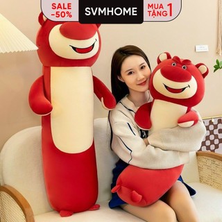 Gối ôm gấu dâu lotso mẫu mới, gối ôm cho bé, gối ôm ngủ cao cấp hàng nhập đầy đủ kích thước