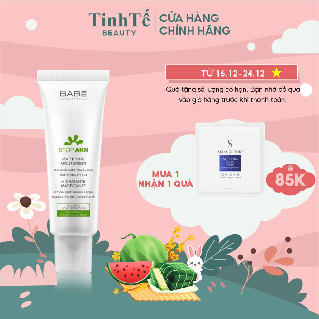 Kem dưỡng cho da dầu mụn BABÉ Stop AKN Mattifying Moisturiser 50ml