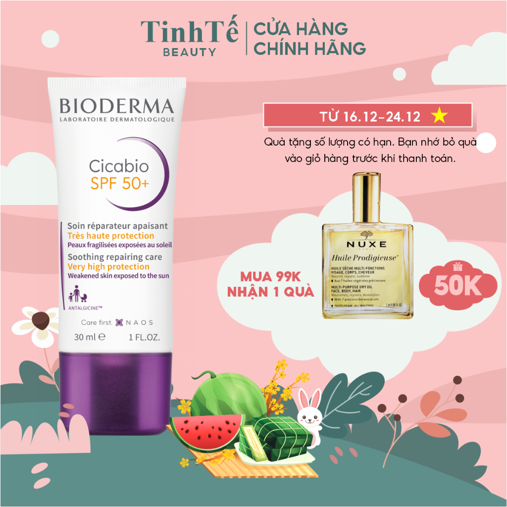 Kem phục hồi da tổn thương và hạn chế tăng sắc tố sau vết thương Bioderma Cicabio Creme Spf 50+ 30ml