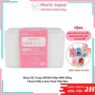 Bông Tẩy Trang MINISO Hộp 1000 Miếng- Chuyên Đắp Lotion Mask Nhật Bản
