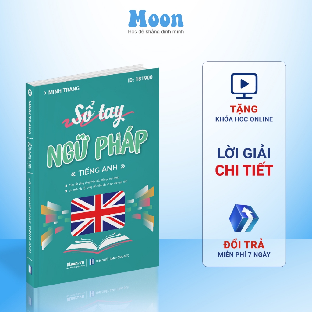 Sổ tay tổng ôn ngữ pháp Tiếng anh Moonbook cỡ A5