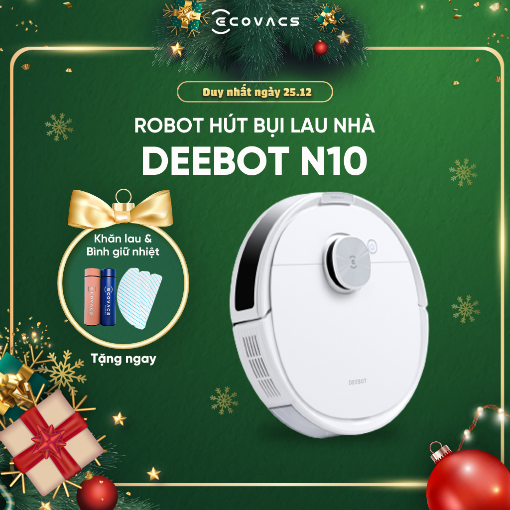 ROBOT HÚT BỤI LAU NHÀ THÔNG MINH ECOVACS DEEBOT N10 - Lực hút 4300Pa – Bản quốc tế – Hàng Chính Hãng