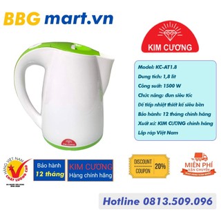 Bình ấm đun siêu tốc nhựa kim cương kc -1.8at 1.8l hàng chính hãng
