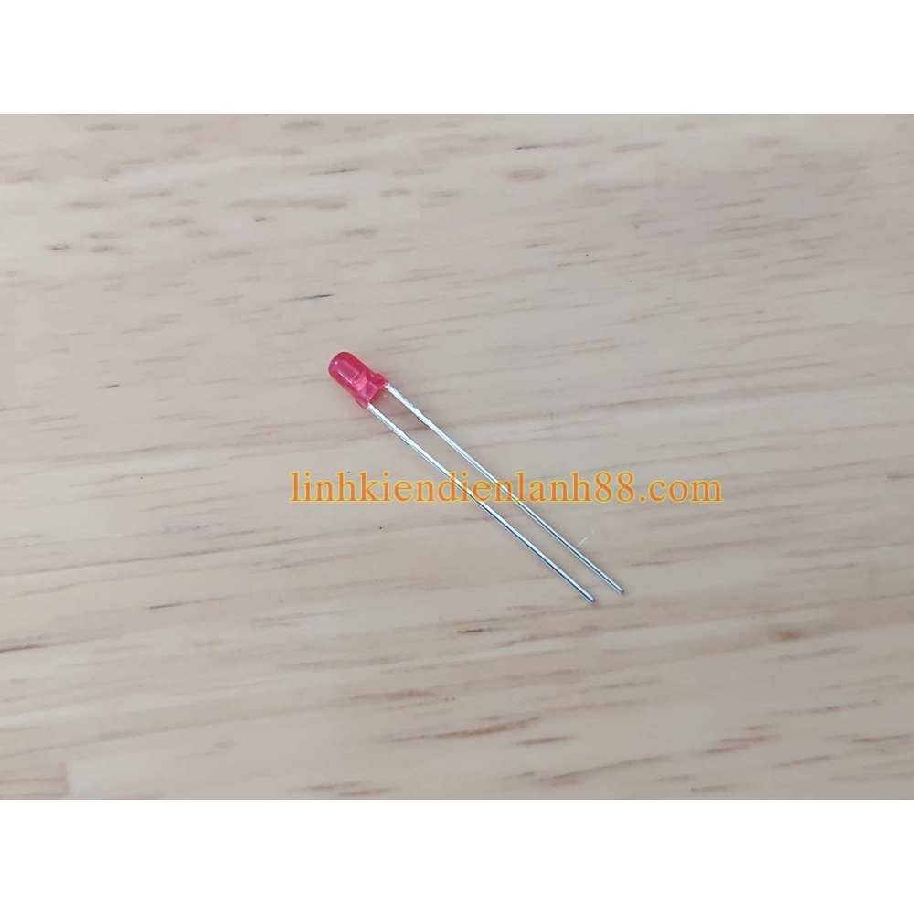(100 cái) Led Đỏ 3mm vỏ đỏ chân dài, Mới.