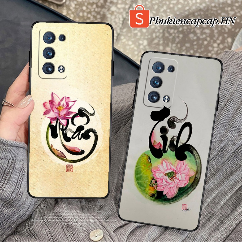 Ốp lưng Oppo Reno 6 Pro 5G / Reno6 Pro+ 5G / Reno6 Pro 5G - Ốp Oppo in hình thư pháp Hoa Sen, Tâm An
