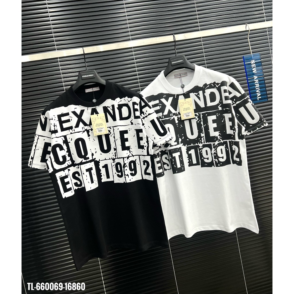 🔥Hot🔥Áo thun Alexander McQueen họa tiết chữ thiết kế hot trend Nam nữ New 2024