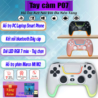 Tay Cầm p07 Tích Hợp Bluetooth - Dây USB hỗ trợ game FO4 / FIFA / PES, Tay Game Kết Nối PC / Laptop / Smart Phone