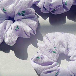 Dây cột tóc Scrunchie hoa hồng tím - osx handmade