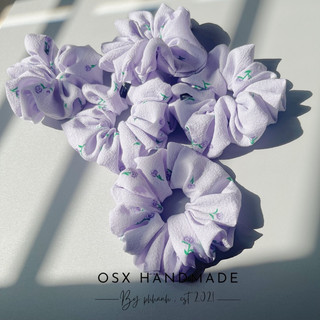 Dây cột tóc Scrunchie hoa hồng tím - osx handmade