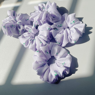 Dây cột tóc Scrunchie hoa hồng tím - osx handmade