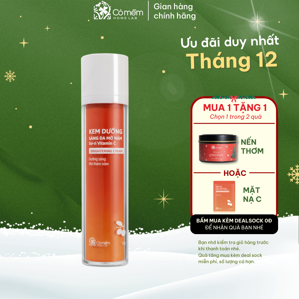 Kem dưỡng sáng da mờ nám tàn nhang Vitamin C Chiết xuất Sơ Ri Cỏ Mềm 50gr