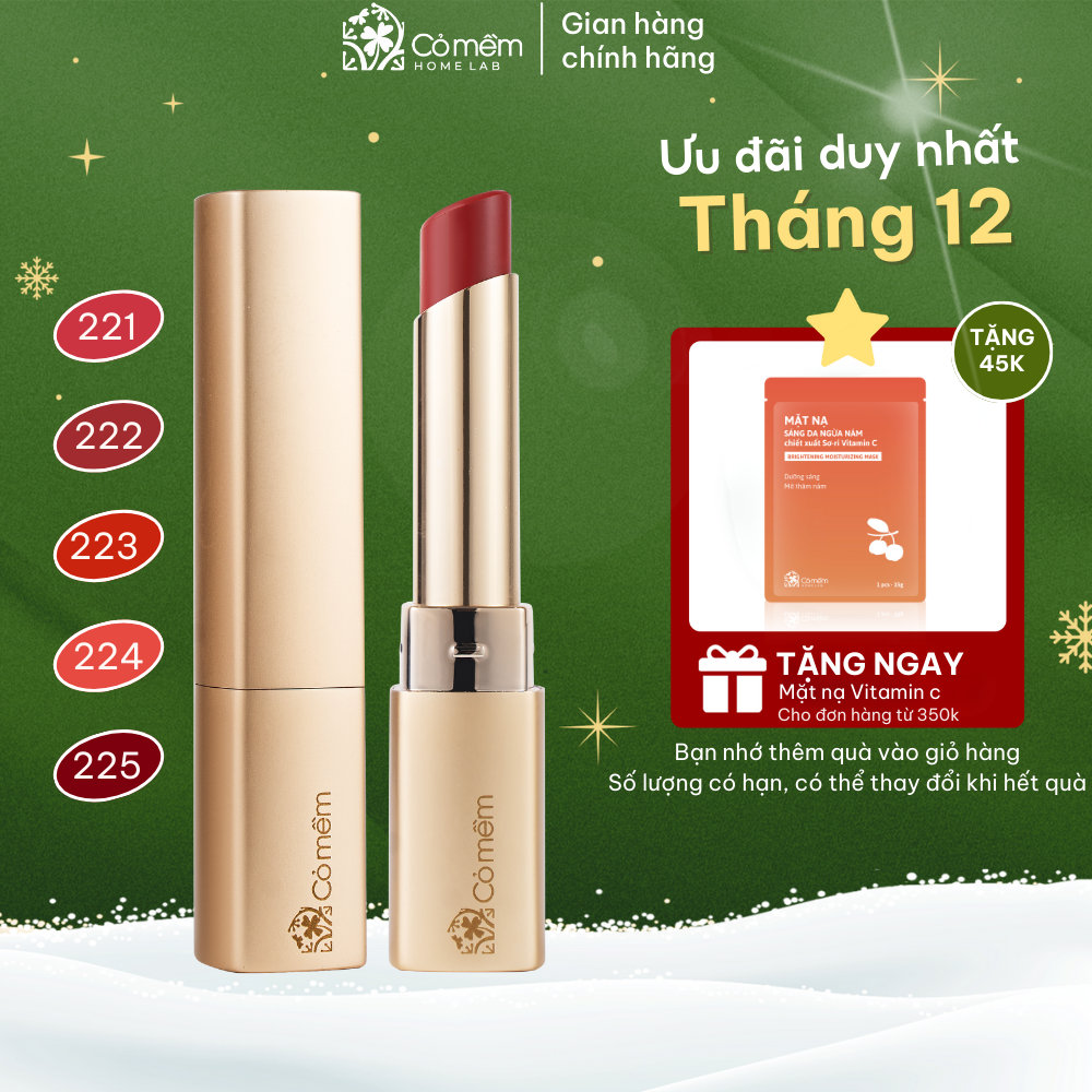 Son môi Nhã lì mượt bền màu an toàn từ thiên nhiên Cỏ Mềm 3,4g