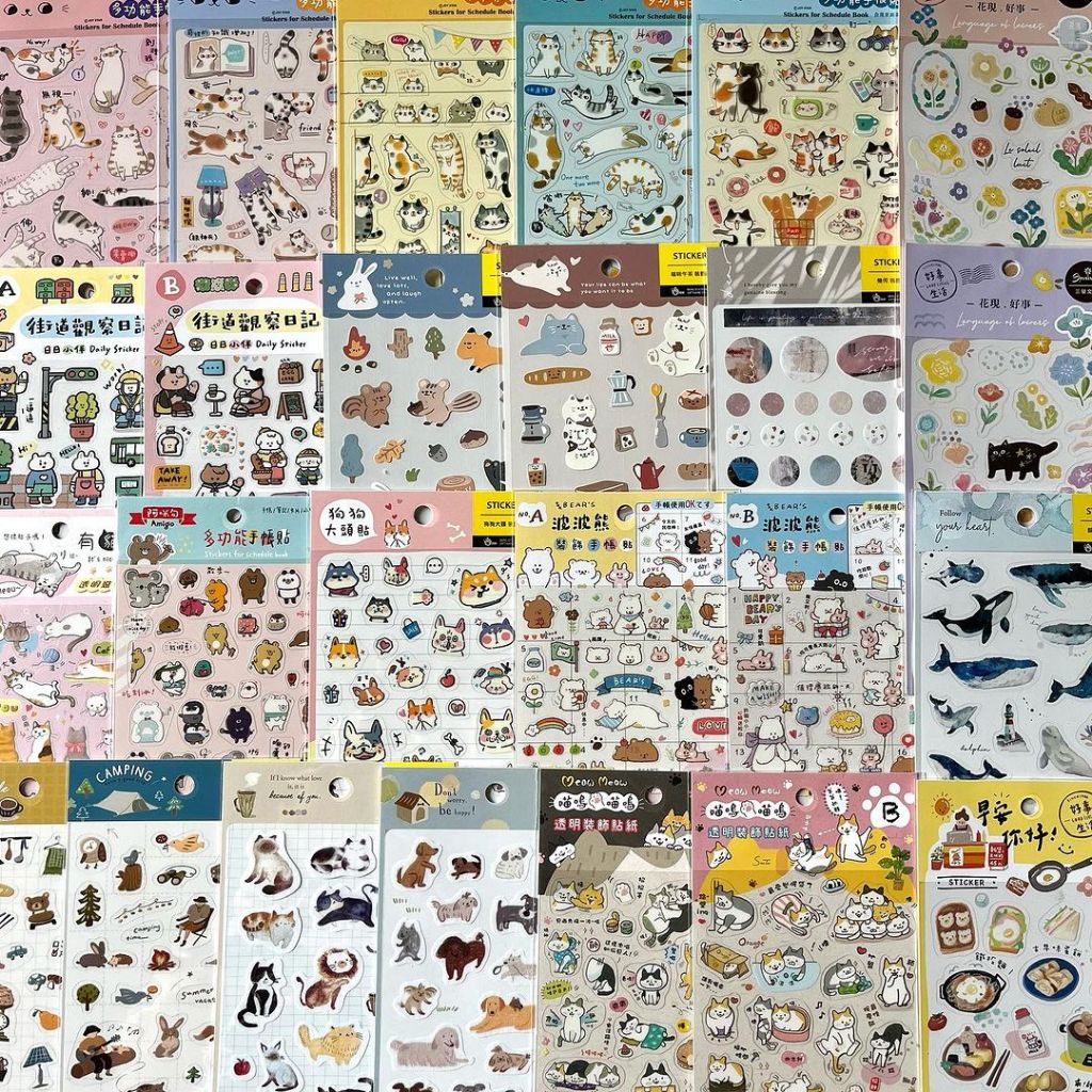 Sticker, nhãn dán trong suốt hình động vật đáng yêu chính hãng BERG Đài Loan Art Therapy