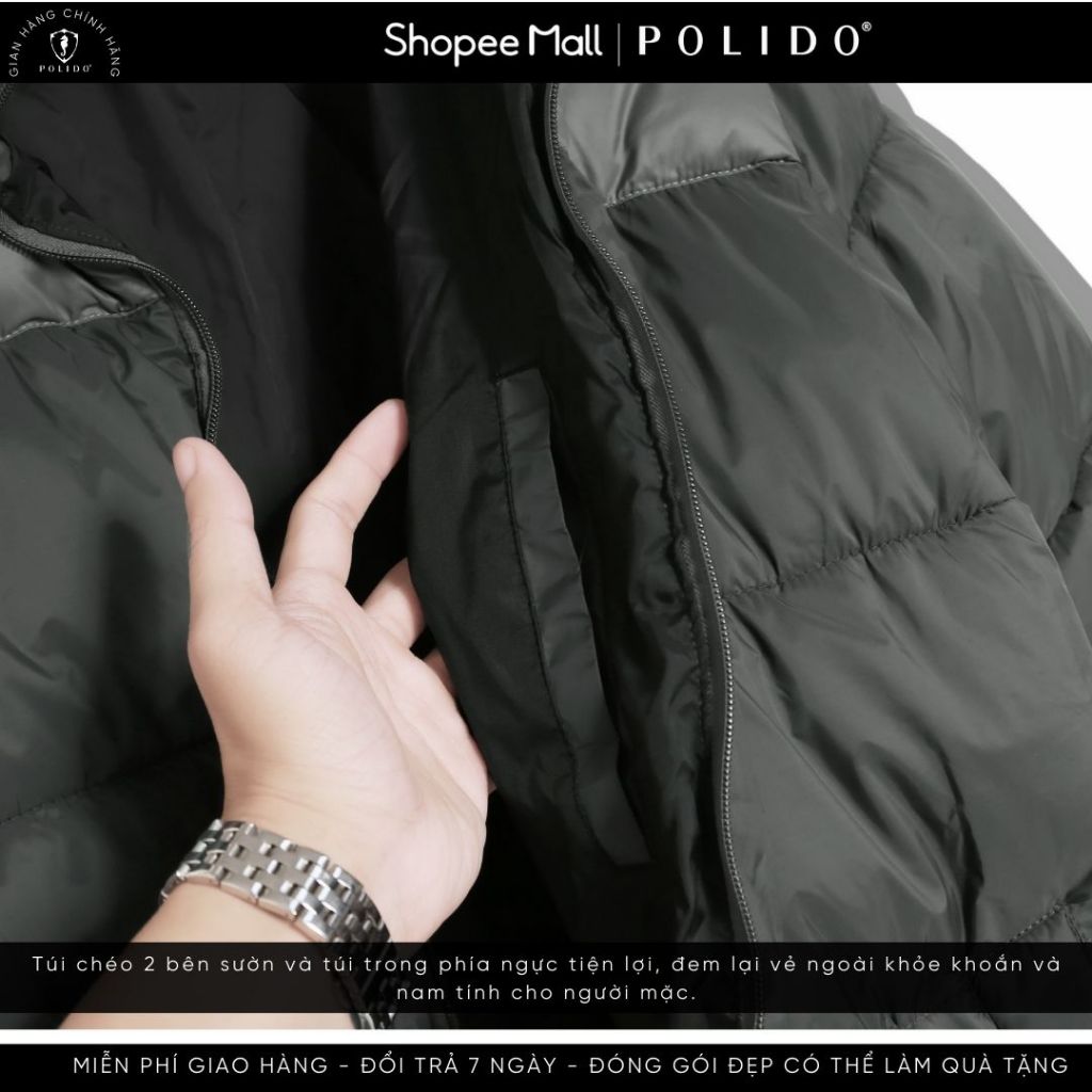 Áo khoác gió nam  phối CF Polido Có lót trần bông 2 lớp siêu ấm thời trang dễ phối dễ mặc ấm áp cho mùa đông