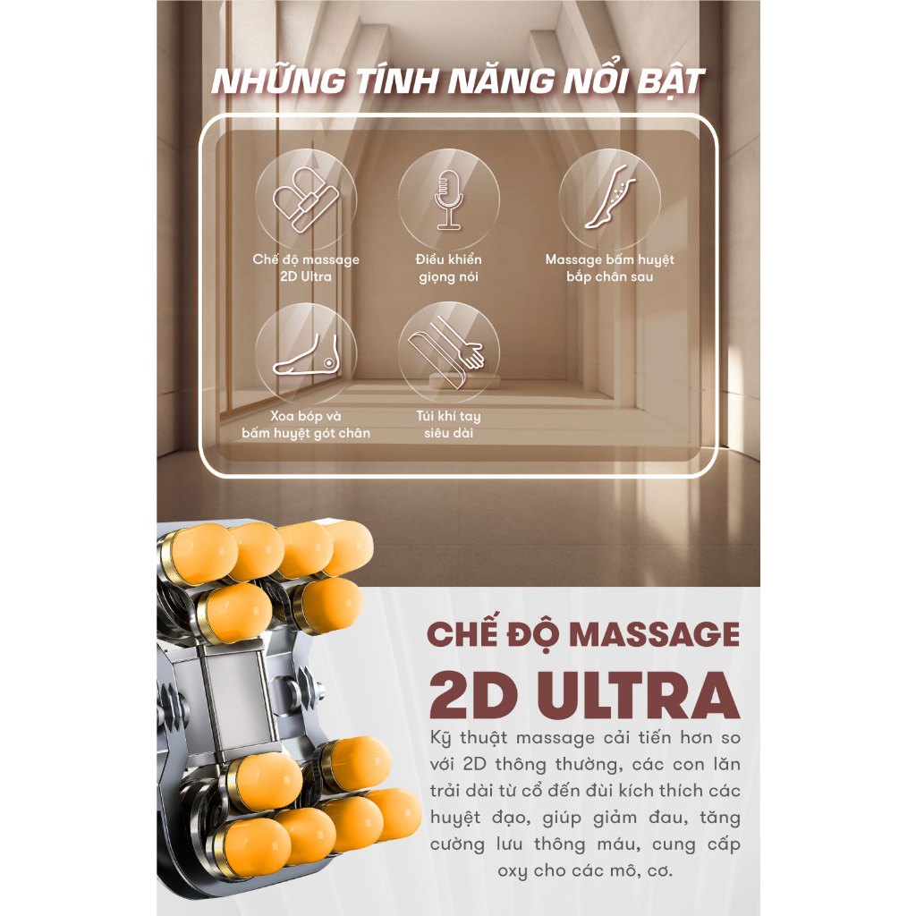 Ghế Massage Toàn Thân ELIP D5 New - Công nghệ 2D Ultra, 12 Bài Massage Tự Động, Day Ấn Huyệt Bàn Chân