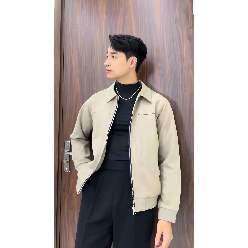 Áo Khoác Bomber Nam Da Lộn GUSSET Vải Mềm Mịn Cao Cấp, Áo Khoác Jacket Form Boxy Đính Cúc Trẻ Trung ADL03