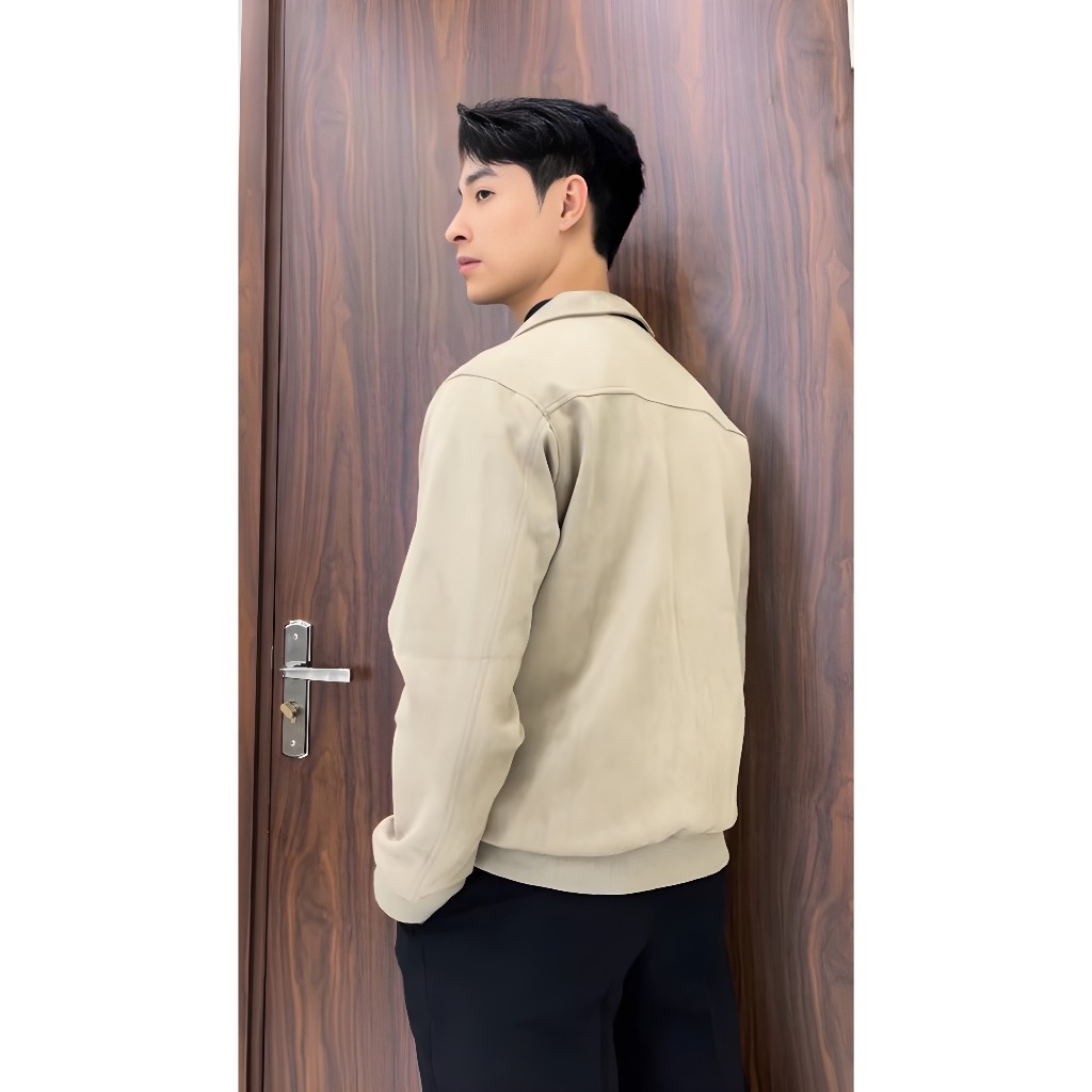 Áo Khoác Bomber Nam Da Lộn GUSSET Vải Mềm Mịn Cao Cấp, Áo Khoác Jacket Form Boxy Đính Cúc Trẻ Trung ADL03