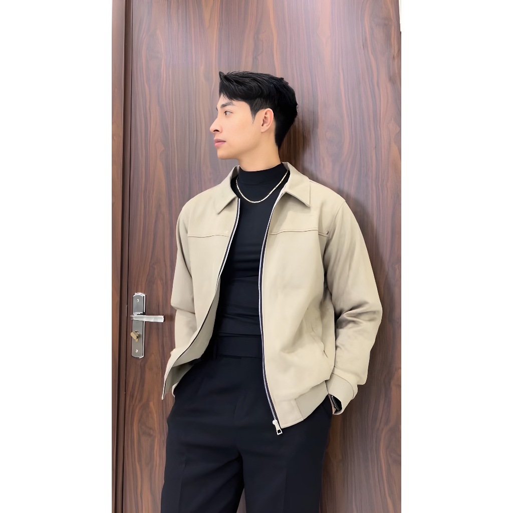 Áo Khoác Bomber Nam Da Lộn GUSSET Vải Mềm Mịn Cao Cấp, Áo Khoác Jacket Form Boxy Đính Cúc Trẻ Trung ADL03