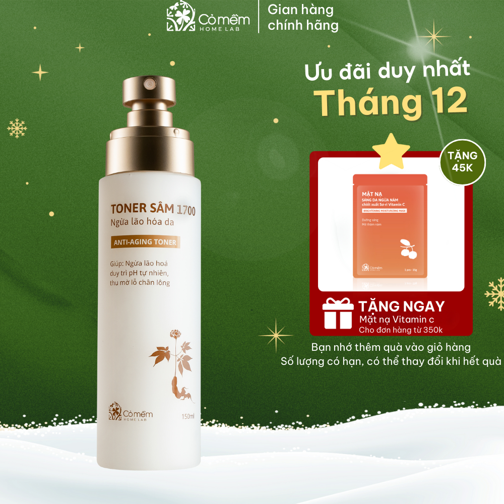 Toner Nước Cân Bằng Da Sâm 1700 Cấp Ẩm Bổ Sung Dưỡng Chất Và Ngừa Lão Hoá Da Cỏ Mềm 150ml