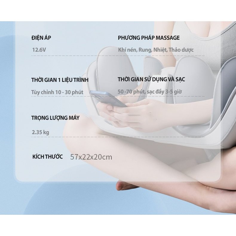 Máy Massage Đầu Gối Đa Năng Rulax RL21, Co Bóp Túi Khí, Sạc Pin Cao Cấp, Bảo Hành Chính Hãng 12 Tháng