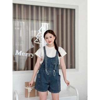 Quần Yếm Jeans kaki rút dây hai bên eo túi rộng thời trang nữ cao cấp ms302