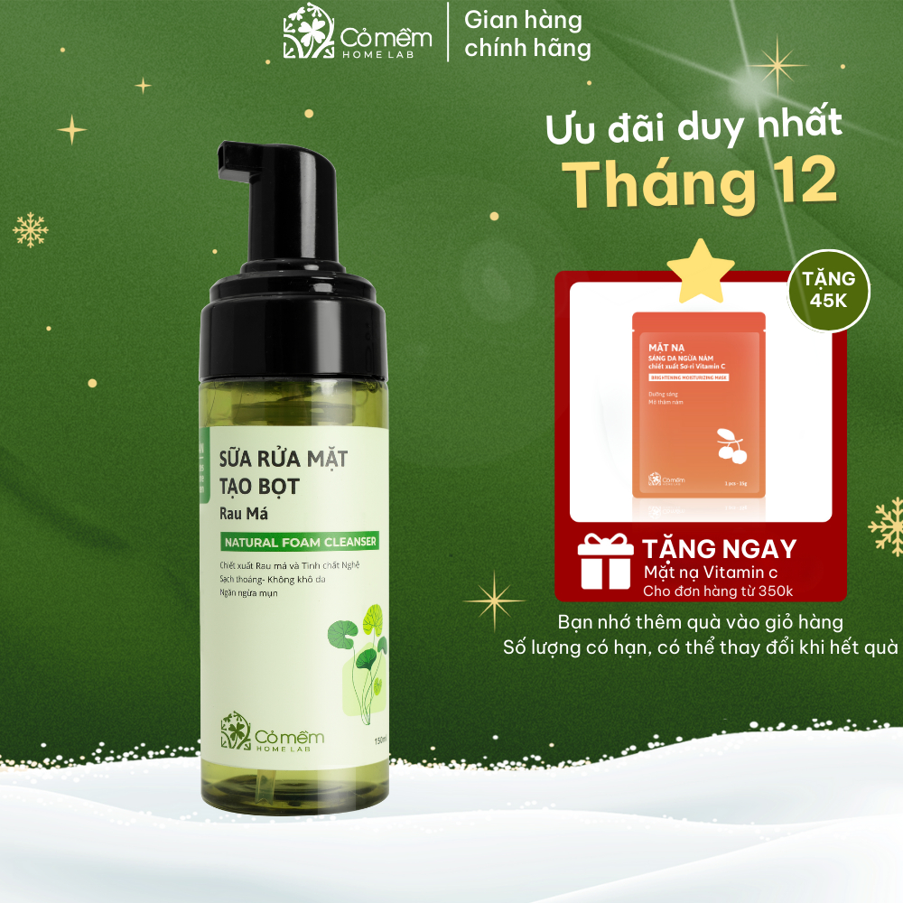 Sữa Rửa Mặt Tạo Bọt Mềm Mịn Làm Sạch Sâu Rau Má Cho Da Mụn Da Dầu Nhạy Cảm Cỏ Mềm 150ml