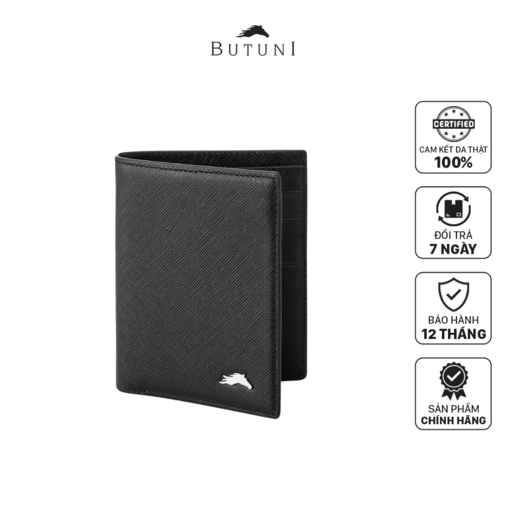 Ví da thật Butuni Olympus Wallet - Mặt vân Saffiano