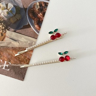 Set kẹp mái cherry đáng yêu Modleaf Pearl line cherry pin set Hàn Quốc
