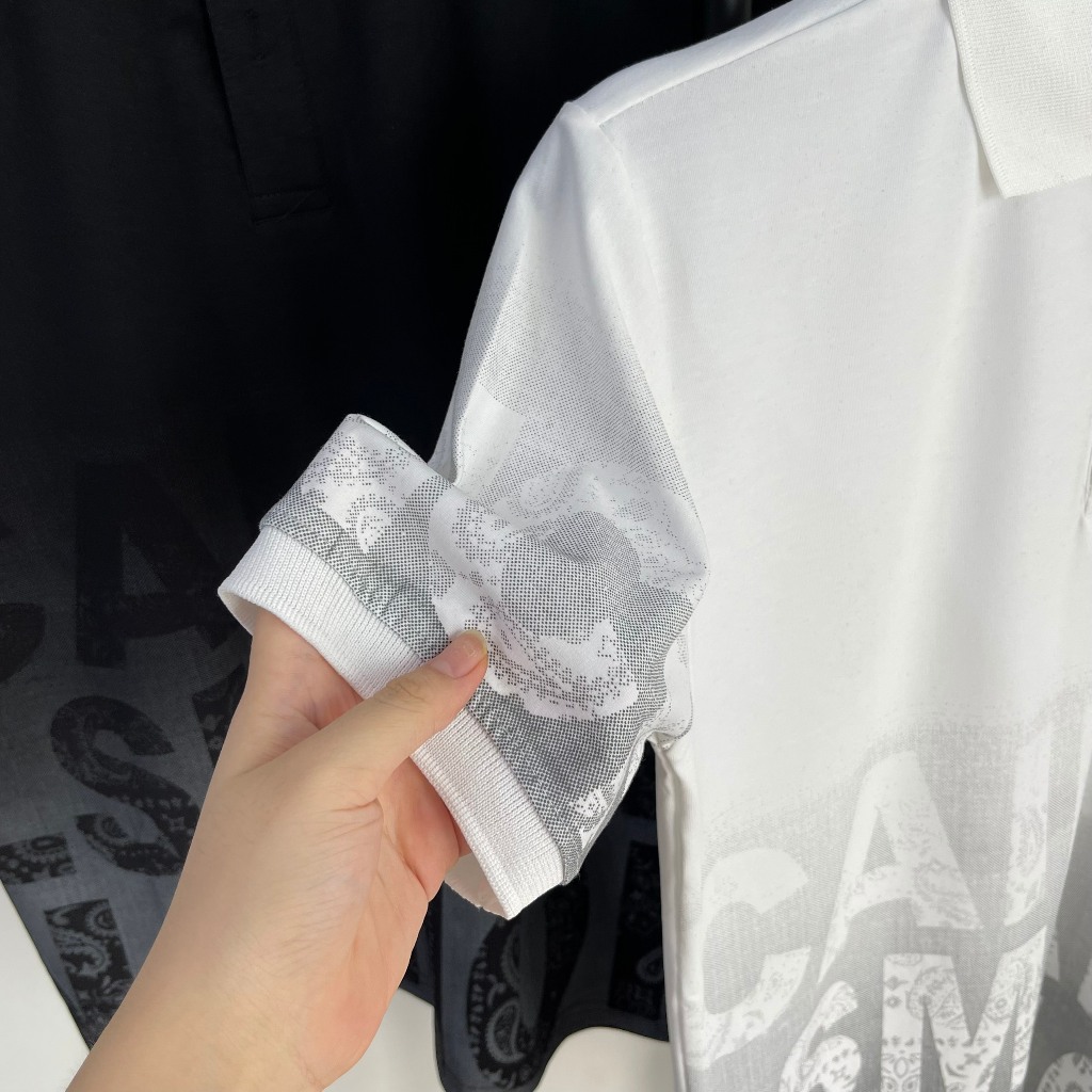 Áo thun nam polo cao cấp có cổ tay ngắn phối họa tiết vải cotton co dãn mẫu mới nhất AHFASHION