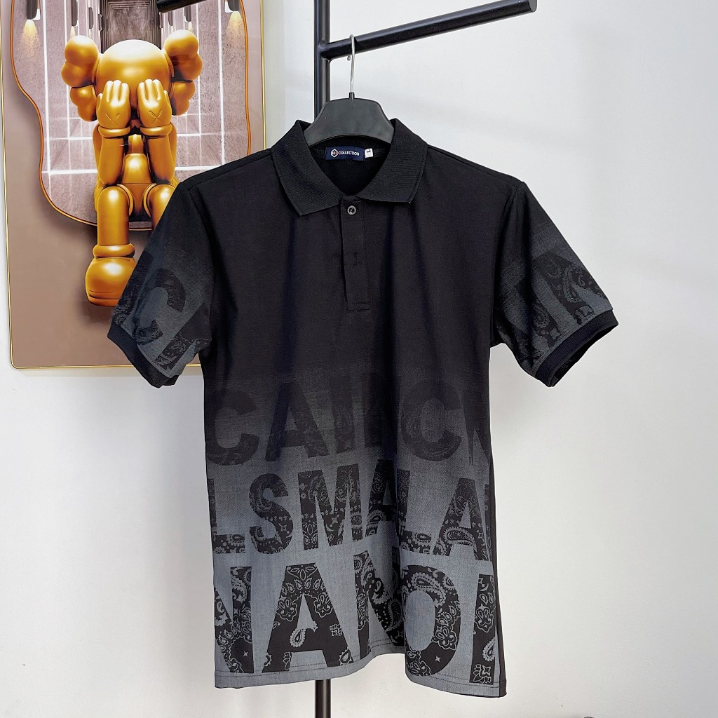 Áo thun nam polo cao cấp có cổ tay ngắn phối họa tiết vải cotton co dãn mẫu mới nhất AHFASHION