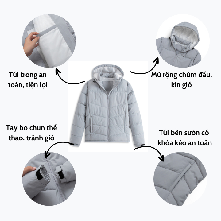 Áo Khoác Phao Nam GNH ACTIVE Áo Phao Nam Chần Bông Siêu Ấm Dày Dặn Cản Gió Kiểu Dáng Thể Thao Năng Động | GNH AKB23041