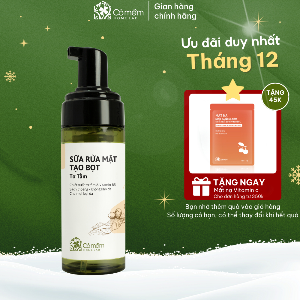 Bọt Rửa Mặt Dưỡng Da Cho Mọi Loại Da Tơ Tằm Cỏ Mềm 150ml