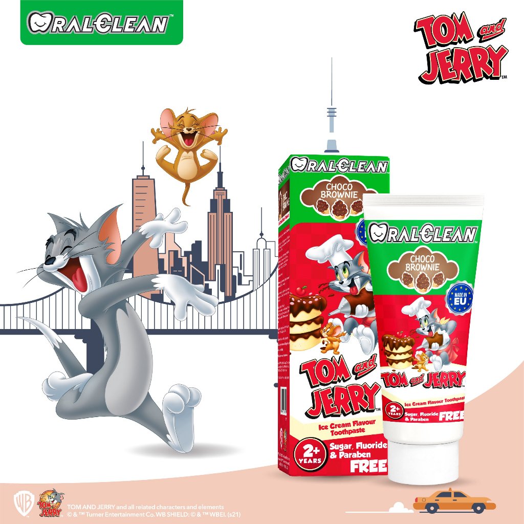Kem đánh răng trẻ em Oral-clean Tom&Jerry Choco Brownie 75ml