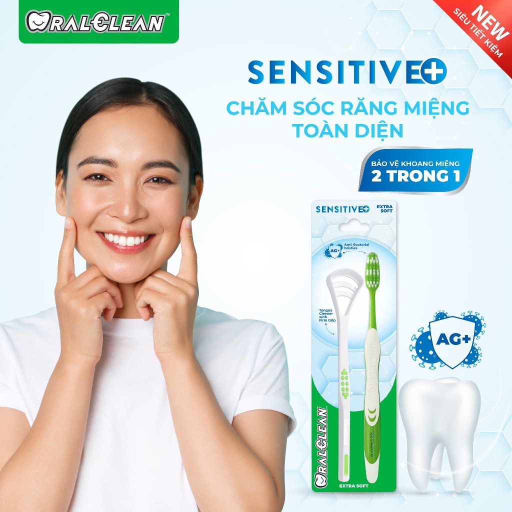 Bộ đôi bàn chải đánh răng và bàn chải vệ sinh lưỡi Sensitive+