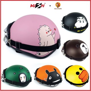 Mũ bảo hiểm nửa đầu 1 2 kính phi công Mu3Hi, nón bảo hiểm 1 2 kèm kính UV freesize