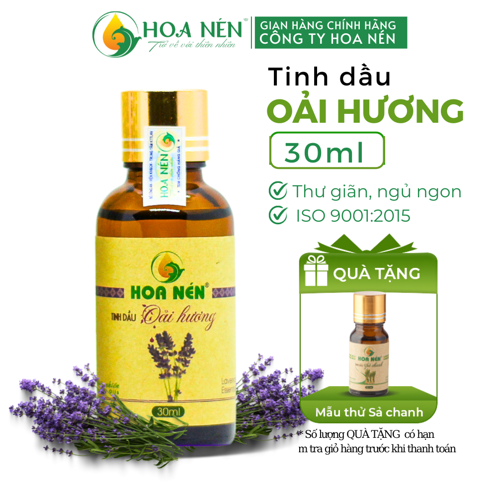 Tinh dầu Oải hương (lavender) nguyên chất 30ml - Hoa Nén - Vegan - Xông ph.òng, làm thơm, đuổi c.ôn tr.ùng, ngủ ngon