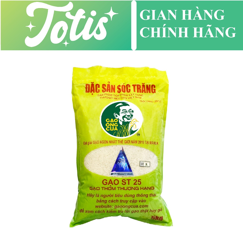 Gạo ST25, Gạo Ông Cua dẻo mềm, gạo ngon nhất thế giới bao 5kg