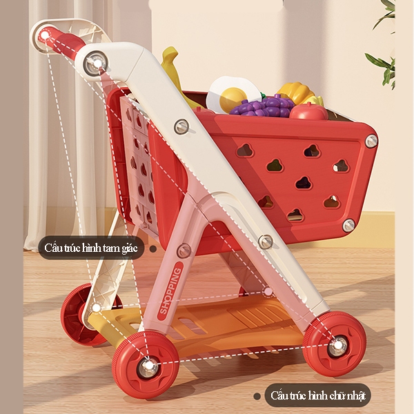 Đồ chơi xe đẩy trái cây siêu thị cho bé, chất liệu nhựa abs an toàn màu sắc bắt mắt