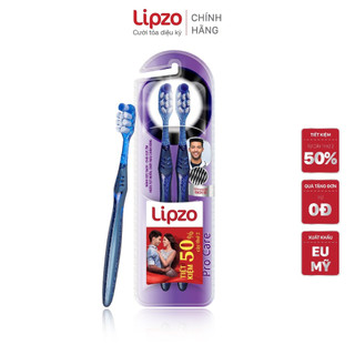 Bộ Đôi Tiết Kiệm Bàn Chải Đánh Răng Lipzo ProCare Cao Cấp Công Nghệ Lông Chỉ Tơ Xoắn Kép Kết Hợp Lông Sợi Tynnex