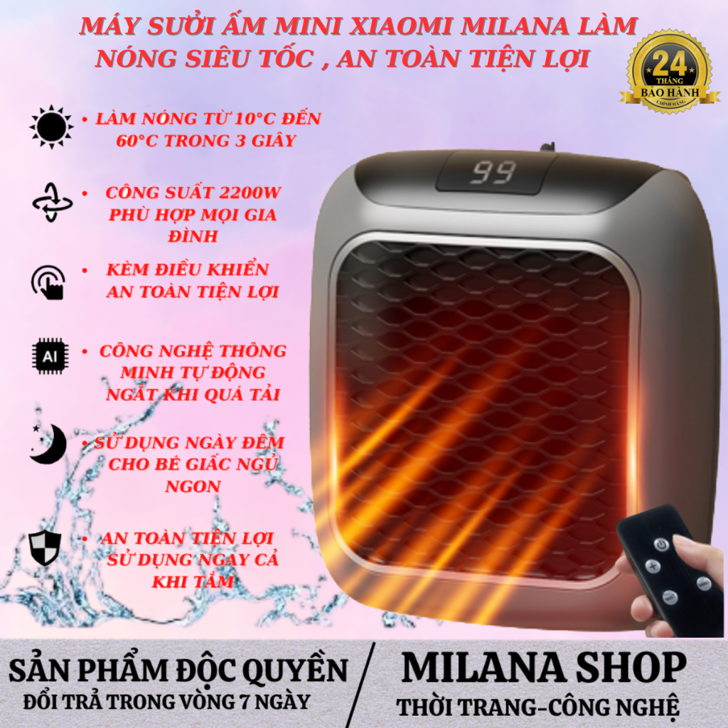 Máy Sưởi Ấm Mini, Phích Cắm Điện, Tiết Kiệm Không Gian, Dùng Trong Phòng Ngủ, Phòng Tắm, An Toàn, Tiện Lợi, Xiaomi