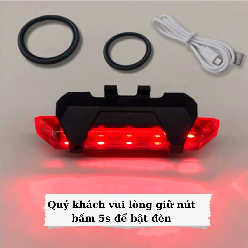 Đèn hậu xe đạp thể thao loại mới cao cấp,đèn xe đạp hậu led gắn sau xe cảnh báo an toàn kèm sạc USB Phụ Kiện Xe Đạp