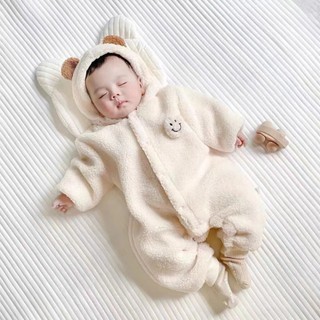 Body gấu lông lót nỉ ấm áp cho bé thu đông