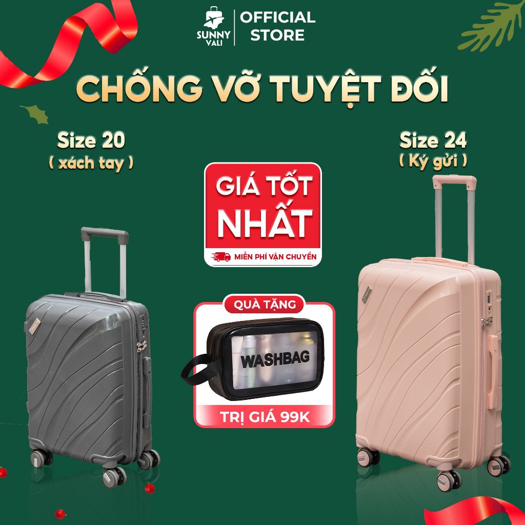 Vali du lịch SUNNY-PP11 vali size 20/24 inch, xách tay/kí gửi chống sốc