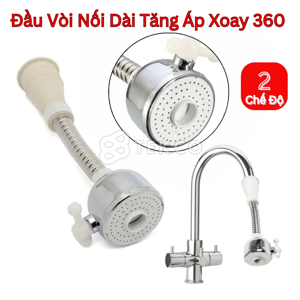 Đầu Nối Dài Vòi Rửa Chén Tăng Áp Xoay 360 Độ Có 2 Chế Độ - Đầu Vòi Tăng Áp Bồn Rửa Chén