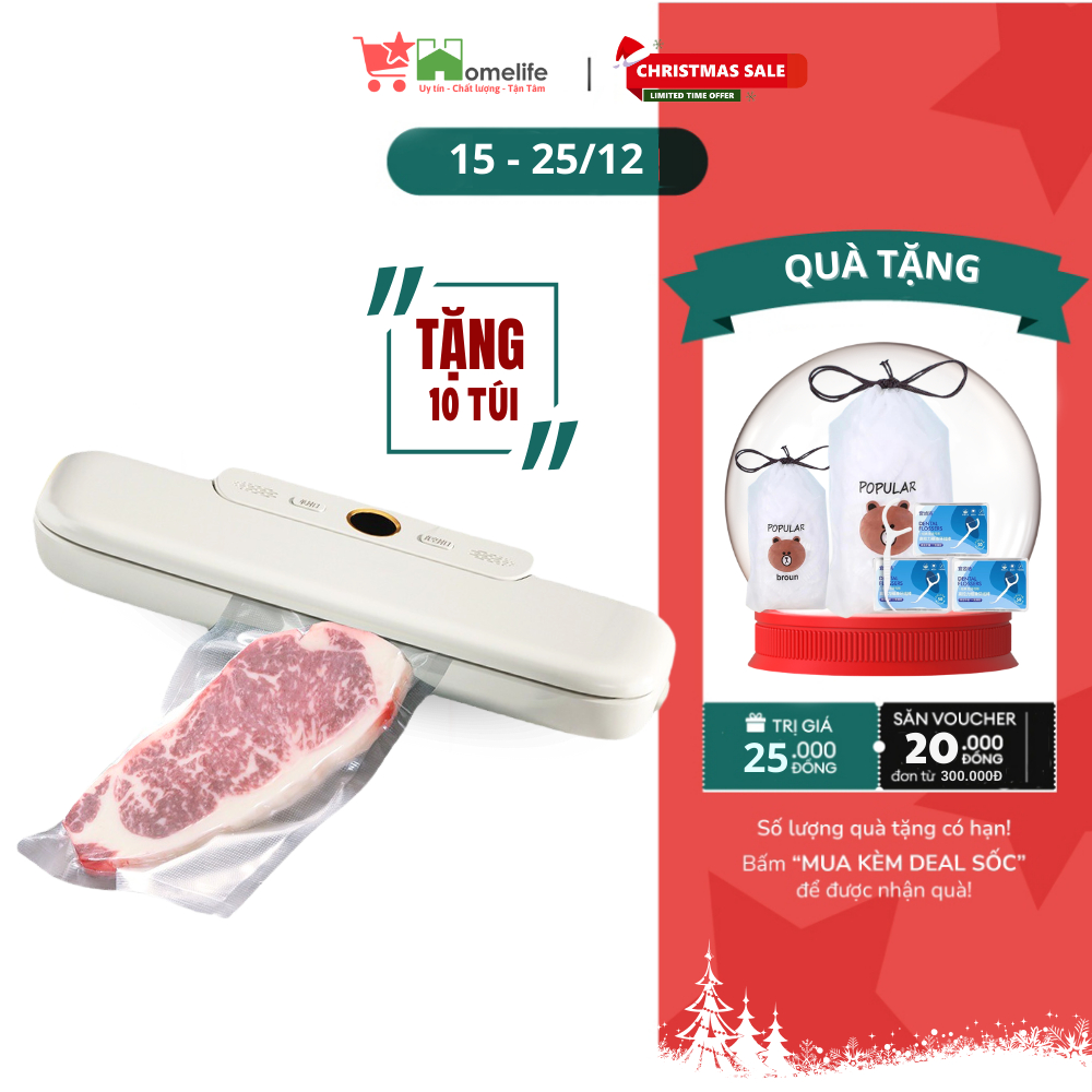 Máy Hút Chân Không Thực Phẩm Không Kén Túi Cao Cấp, Máy Hàn Miệng Túi Gia Đình Mini Cầm Tay Lực Hút Mạnh HCK01