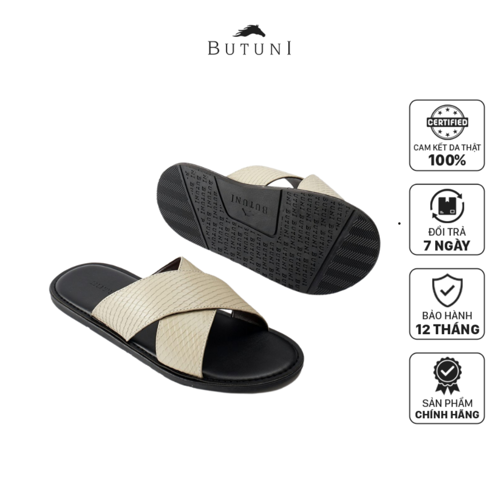 Dép quai chéo vân da rắn Butuni Fourcm Slippers - Hàng chính hãng, Da bò thật full-grain, BH da thật 12 tháng - 3 màu