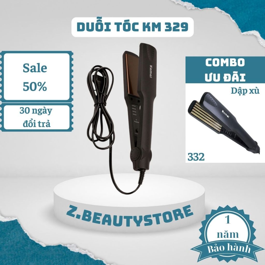 Máy duỗi tóc kemei 329, Máy ép tóc mini chính hãng, Dụng cụ ép tóc thẳng cao cấp , 4 chức năng, An toàn tiện lợi