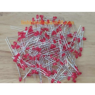 (100 cái) Led Đỏ 3mm vỏ đỏ chân dài, Mới.