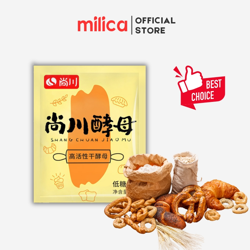 Men nở Shangchuan hoạt tính cao (loại ít đường) làm bánh bao, bánh mì, bánh hấp gói 5g
