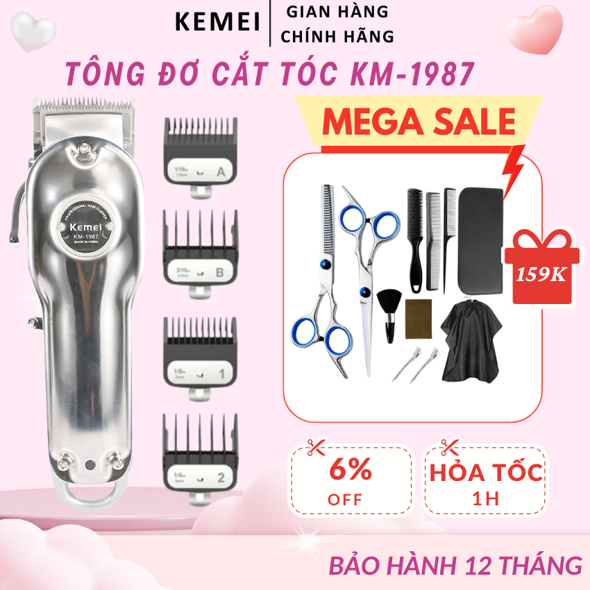 Tông đơ cắt tóc cao cấp loại tốt , Kemei KM-1987 tăng đơ cắt tóc không dây, hàng nhập khẩu chất lượng cao